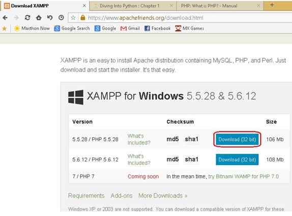 install xampp